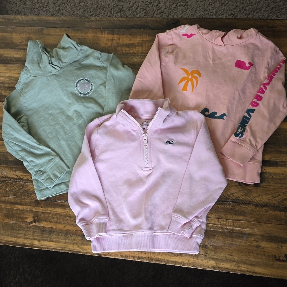 Vineyard Vines Kids Three-Pack Sweatshirts in Pink & Sage